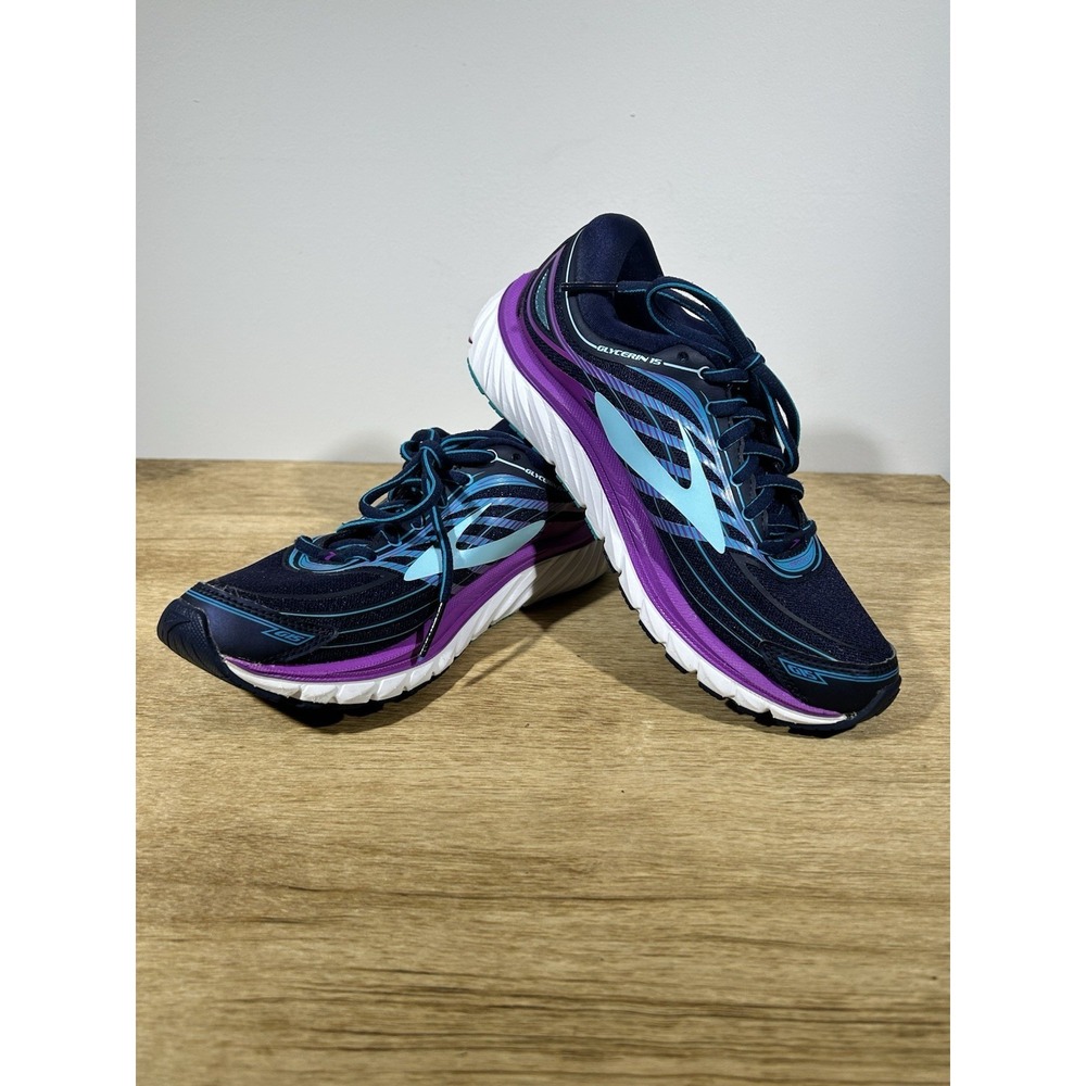 Brooks Women's Glycerin 15 Navy Purple Running Training Shoes Sneakers Size 6